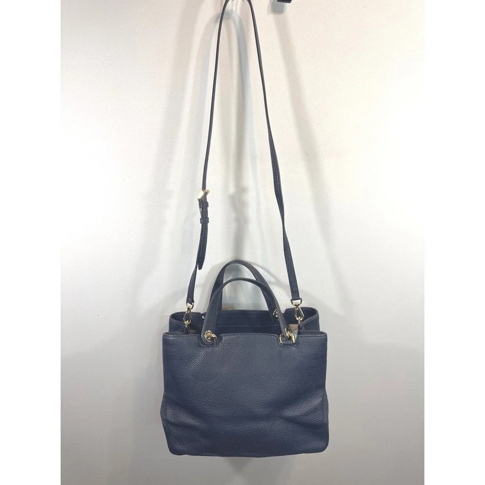 Michael Kors Annabelle Pebbled Leather Tote Crossbody Shoulder Bag Navy NWOT‎